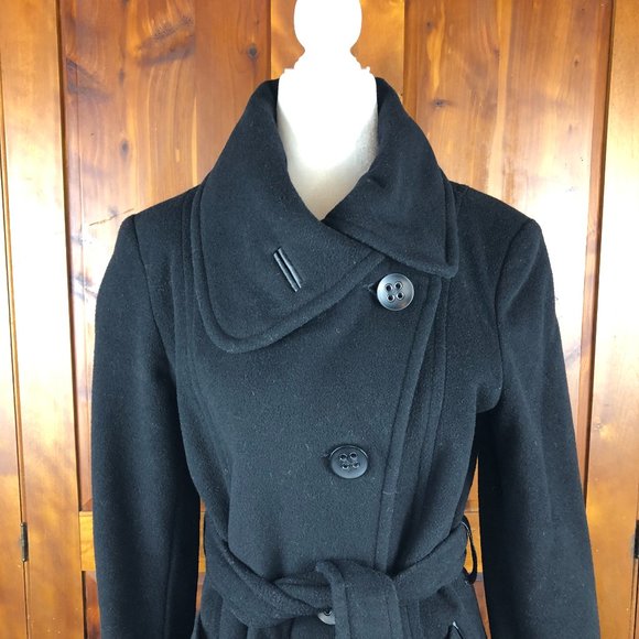 ESPRIT Outwear Black Wool Pea Coat Y2K Whimsigoth Fairy Grunge Timeless - Picture 12 of 17